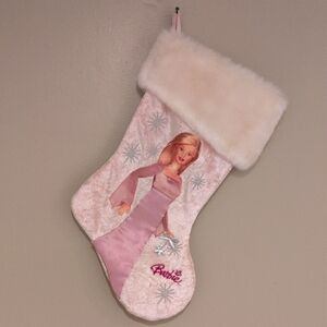 Barbie Pink Stocking with White Fur Trim